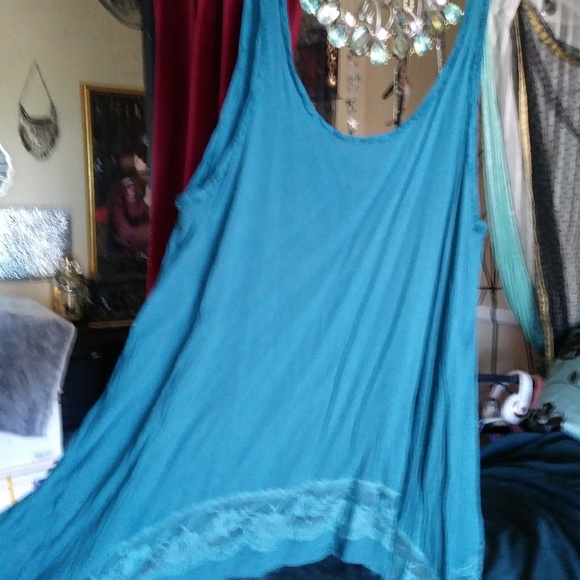 Free People blue asymmetrical flow tank Small - Picture 5 of 7